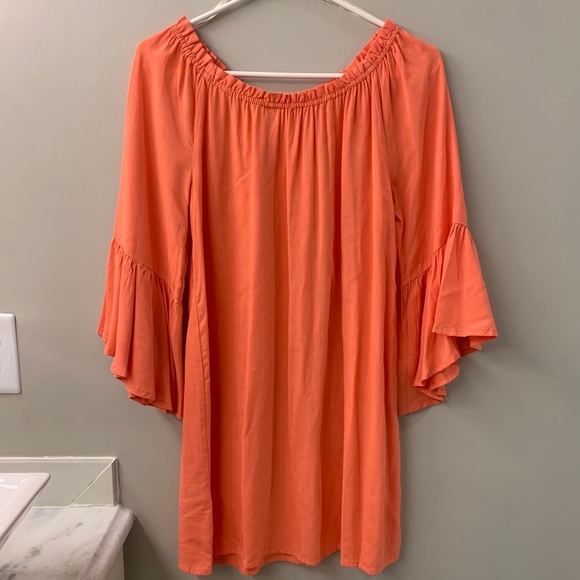 NWT Blu Pepper Off The Shoulder Coral Dress - Picture 5 of 6